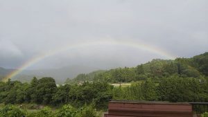 梅雨の合間の「虹」 徳島の山